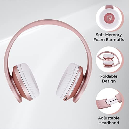 PowerLocus Bluetooth Headphones Over Ear, Wireless Headphones with Microphone, Foldable Headphone, Soft Memory Foam Earmuffs & Lightweight, Micro SD/TF, FM Radio for iPhone/Android/Tablet/PC/TV — view 5