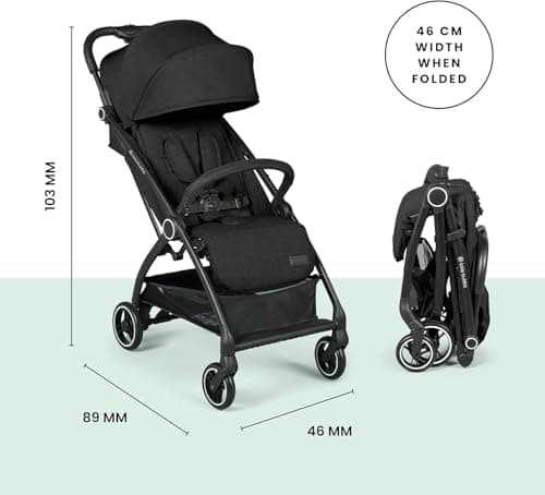 Ickle Bubba Aries Autofold Stroller – Lightweight Compact Fold Travel Pushchair, One-Hand Auto-Fold, Only 6.1kg, Birth to 22kg, Multi-Position Recline, UPF 50+ Hood (Black) — view 3