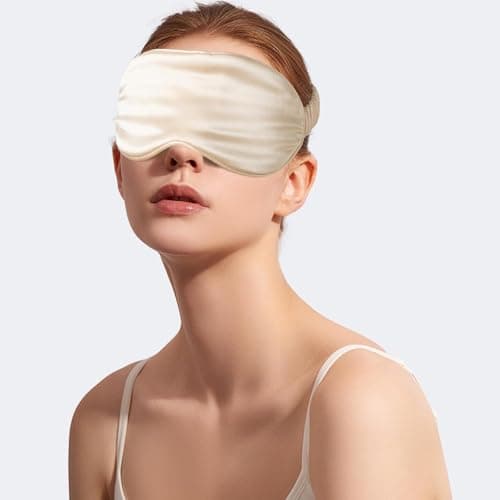 Silk Eye Mask for Sleeping Set - 4 Pack Satin Sleep Mask with Adjustable Strap & Travel Pouch & Hair Band | Blackout Eye Mask for Women Men, Travel, Yoga, Nap | Ultra Soft Gift Box (Light Color) — view 5