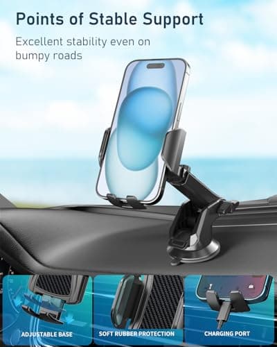 Hoppac Phone Holder for Cars, Ultra Strong Suction Car Phone Mount Cradle for Dashboard Windscreen, 360° Rotation & One Button Release, for iPhone Smartphone 4.0''-7.0'' — view 6