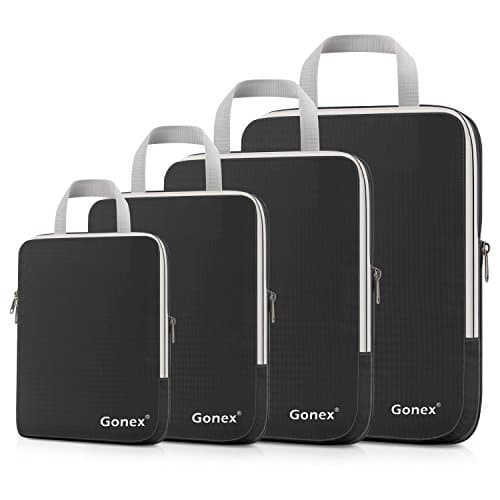 Gonex Compression Packing Cubes, 4-Piece Expandable Travel Organisers