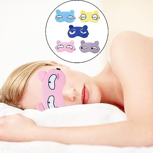 5 Pcs Kids Sleep Mask, Kids Eye Masks for Sleeping, Blackout Eye Masks for Sleeping with Adjustable Strap, Eye Cover Blindfold for Night Travel Nap Train Flight (5 Colors) — view 6