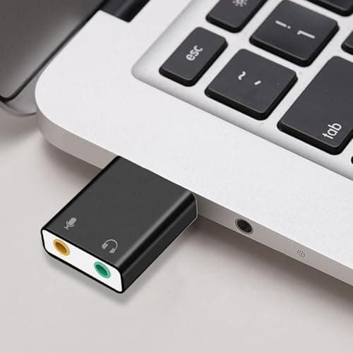 USB 3.5mm Audio Adapter - External Sound Card, Plug & Play USB to AUX Converter | Portable Sound Card for Laptop & PC, Noise-Canceling Audio Interface, Universall Headphone & Microphone Adapter — view 3