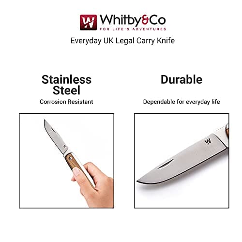 Whitby Pocket Knife, Stainless Steel Folding Knives Olive Wood Handle — view 2