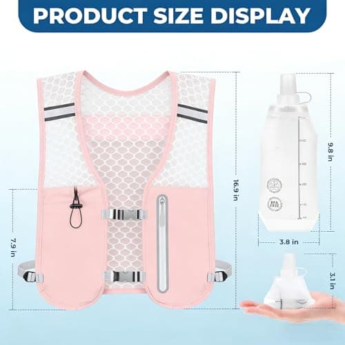 Kartoiy Running Vest Women with Water Bladder, Adjustable Running Hydration Vest Mens, Lightweight & Breathable Hydration Backpack for Trailrunning Hiking Marathon Cycling(Pink) — view 5