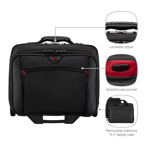 WENGER Potomac 2-TLG Laptop Trolley for up to a 17” Notebook, removable 15” Laptop Bag, 23 l, Women Men, Office Business Travel, Black, 600661 — view 6