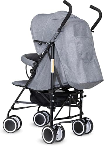 Lightweight Travel Strollers for Airplane, Compact Foldable Baby Stroller with Reclining Seat & 5 Point Harness, Portable Umbrella Stroller for Toddlers & Infants, Buggy (Grey) — view 4