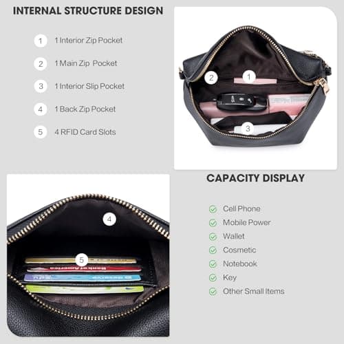 Roulens Crossbody Bag for Women Fashion Waist Packs Soft Vegan PU Leather Belt Bag Large Capacity Shoulder Bag with Adjustable and Removable Wide Strap — view 4