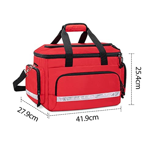 Damero Multi Pockets Medical Emergency Bag with Detachable Dividers, Red — view 5
