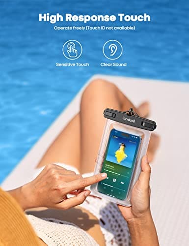 Lamicall Waterproof Phone Pouch Case - [2 Pack] IPX8 Waterproof Phone Case for Swimming Dry Bag with Clip Strap for iPhone 17 16 15 14 13 12 Pro Max Plus Air Mini, Samsung S23 Up to 7” - Transparent — view 3
