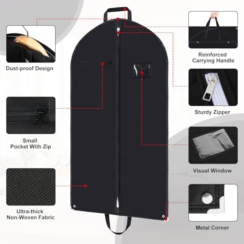 46 Inch Suit Bags For Men, Breathable Garment Bags With Handles — view 3