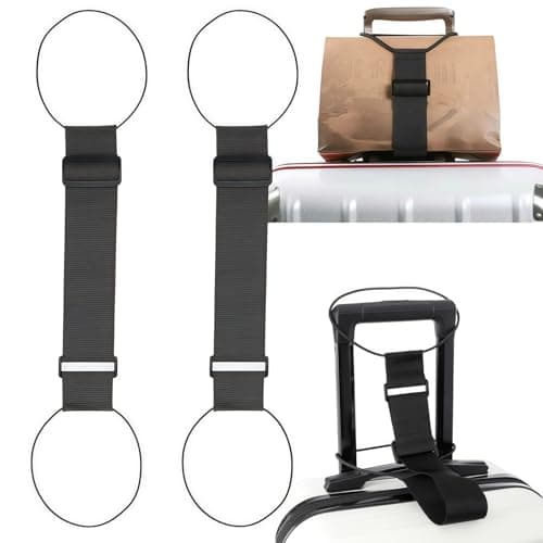 2pcs Luggage Straps,Adjustable Luggage Connector Straps for Suitcases,Elastic Travel Straps for Luggage,Suitcase Be/lts Luggage Straps,Multi-Purpose Application,Lightweight,Durable Material,Black