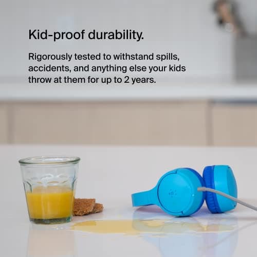 Belkin SoundForm Mini Wired On-Ear Headphones for Kids, Over-Ear Headset for Children with inline Microphone for Online Learning, School, Travel, Play, For 3.5mm Compatible Devices - Blue — view 3