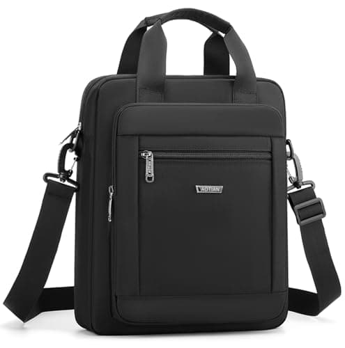 zhongningyifeng Men's Messenger Bag 14-inch Laptop Bag Nylon Large Shoulder Bag Business Waterproof Casual Black Crossbody Bag for Work Travel Outdoor