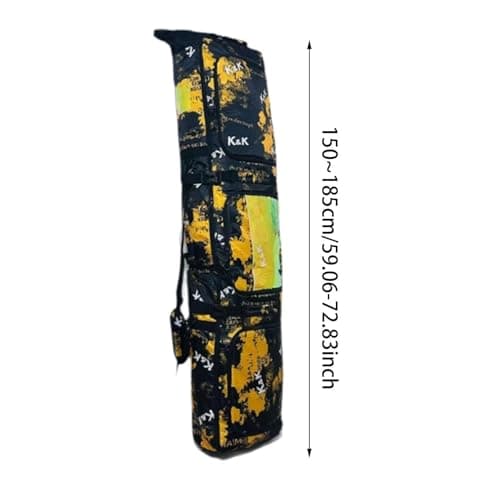 F Fityle Snowboard Bag Ski Bag with Handle for Adults with Wheels Padded Rolled up Top Snowboard Backpack Ski Carry Bag, Yellow — view 3