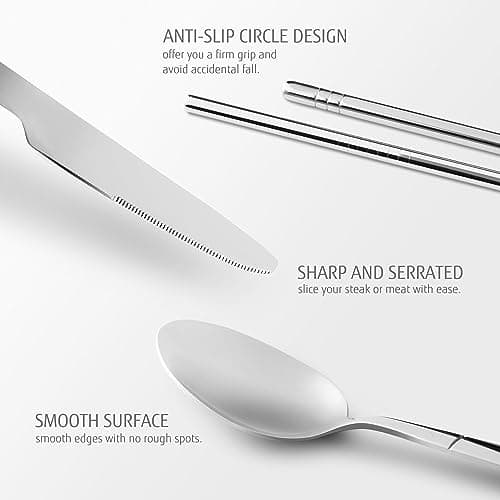Hecef Travel Cutlery Set, Silver — view 5