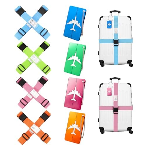 Luggage Straps, 8 Pcs Adjustable Suitcase Straps Belts