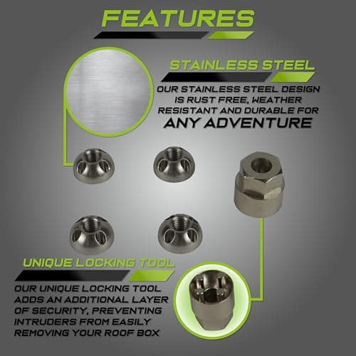 Anti Theft Security Screw Lock Nuts for Roof Box Tent, Roof Boxes, Bike Rack Camping Awning & more — view 3