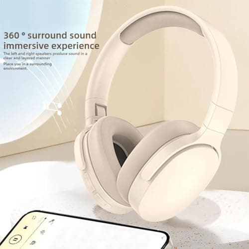 Wireless Headphones, Over Ear Headphones, Foldable Noise Cancelling Headset, Lightweight Comfortable for Travel, Office, Gaming and Music (Orange) — view 4