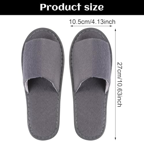 kuou Disposable Spa Slippers,12 Pairs Hotel Guest Slippers Grey Open Toes — view 5