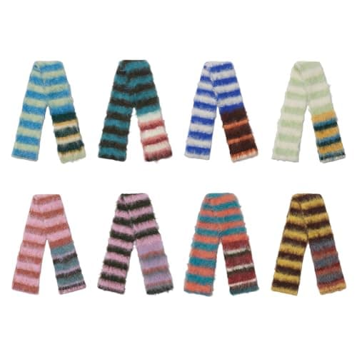 Maxtonser Color Blocking Stripe Knit Scarf Soft Knitting Fabric Neckerchief Lightweight Unisex Winter Accessory, for Family Travel — view 4