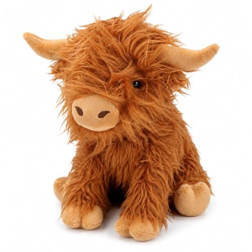 HENBRANDT Highland Cow Plush Toy 23cm, Soft Fluffy Scottish Cow Teddy