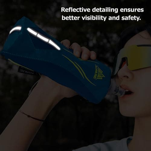 Azarxis Handheld Water Bottle Quick Grip for Outdoor Running Hiking Marathon Jogging Cycling Hand Strap Hydration Packwith 500ml Soft Flask Can Hold 6.8 in Phones (Blue) — view 5