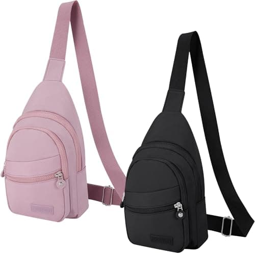 2PCS Sling Chest Bags for Women Men Waterproof Nylon Crossbody Bag