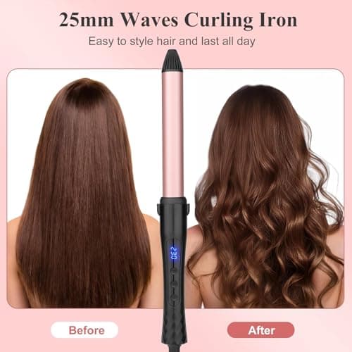 UNOBEY 25mm Ceramic Curling Iron Wand for Short & Long Hair — view 2