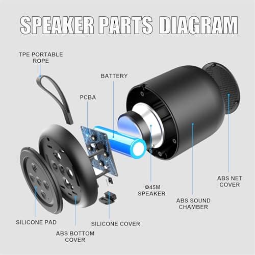 STFMHEZ Portable Wireless Bluetooth Speaker, Mini Bluetooth 5.0 Speakers Outdoor Speaker with HD Stereo HiFi Bass, 1200mAh Battery, 24 Hour Playtime, IPX4 Waterproof Speaker for Shower, Travel, Sport — view 3