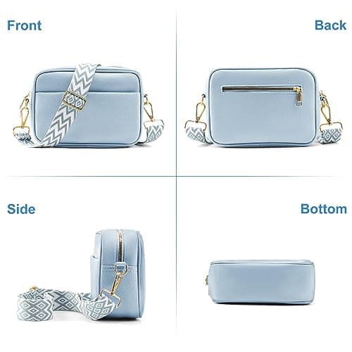 TIAASTAP Crossbody Bags for Women - Leather Handbags & Shoulder Bags Ladies Camera Cross Body Bag with Adjustable Wide Strap and Chain for Travel Shopping Work (Blue) — view 3