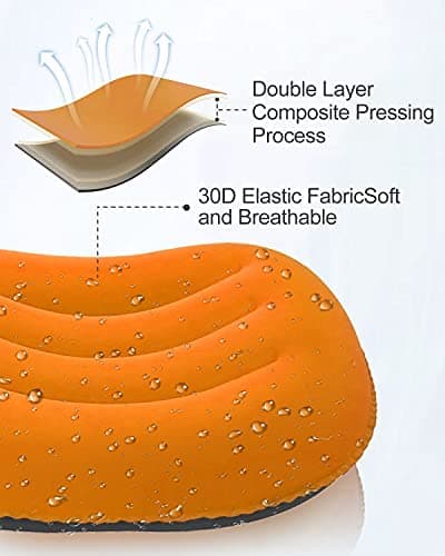 Rantizon Ultralight Camping Pillow, Compressible, Compact,Comfortable, Ergonomic Inflatable Travel Pillow with Storage Bag, for Neck & Lumbar Support for Hiking, Camping, Traveling,3.5 oz,Orange — view 2