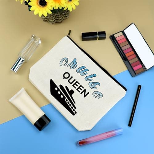 Cruise Trip Gift Cosmetic Bag Cruise Vacation Gift for Women Cruise Themed Travel Makeup Bag Cruising Lover Gift Girls Weekend Gift for Beach Life Travel Gift for Best Friend Friendship Gift — view 3