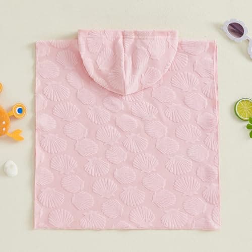 Niceyoeuk Baby Hooded Swimming Poncho Towels Changing Robe Towelling Beach Cover Up (Pink, 6-12 Months) — view 5