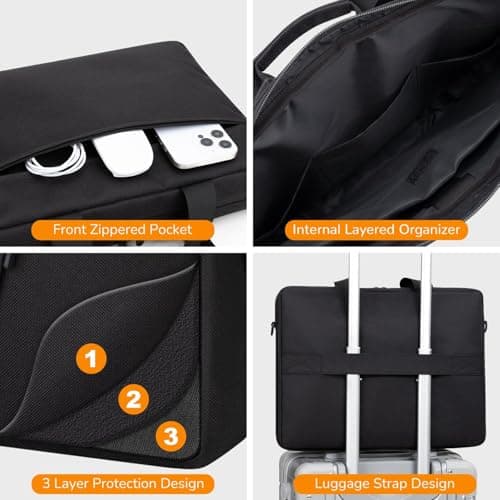 HEDUGO Laptop Bag Case 15.6 Inch Computer Sleeve Messenger Bag with Adjustable Shoulder Strap Briefcase Carry Case for Men Women to Work School Travel,Fit 14 to 16 Inch Laptops — view 5