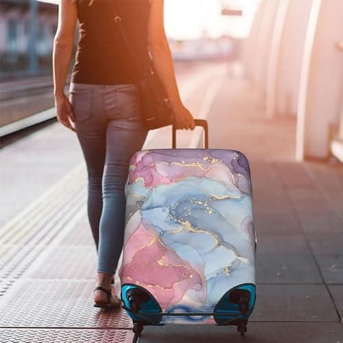Printed Design Travel Trolley Case Cover Protector Washable Suitcase Cover Luggage Storage Covers for 18-32 Inch Luggage Cover (pink, XL for 29"-32" inches case) — view 4