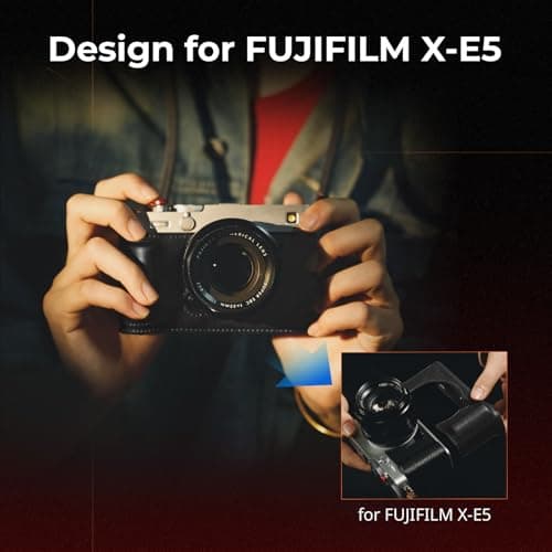 SMALLRIG Genuine Leather Case Kit for FUJIFILM X-E5, Vintage Half-Body Shell for FUJIFILM X-E5, with Shoulder Strap,Black - 5450 — view 2