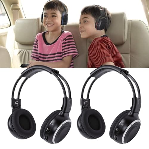 Cocoarm Wireless Car Headphones IR Wireless Headphones ABS 2 Channel A B 3.5mm Jack Foldable On Ear for Rear Entertainment System Kids and Family Travel