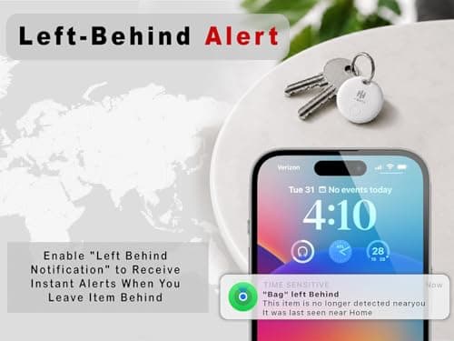 HH-Tech Smart Tag (Pack-2 Black+White) For Apple iOS Devices, Smart Tracker, Key Finder, Replaceable Battery, Easily Track Your Wallet, Bag, Suitcase, and More Worldwide with Apple Find My App — view 5