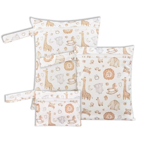 KASESSS 3 Pcs Wet Dry Bag, Travel Laundry Bags, Wet Bag, Waterproof Wet Bags for Swimming, Nappy Bag Organiser with Zip, Nappy Pouch for Baby Items, Wet Clothes Bag for Travel Beach Camping Swimming