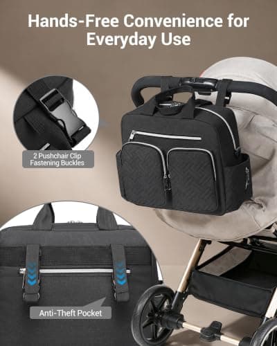 Kono Baby Changing Bag Multi-Functional Nappy Tote with Stroller Straps — view 3