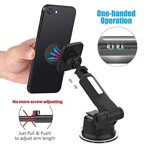 WixGear Universal Magnetic Car Mount Holder, Windshield Mount and Dashboard Mount Holder for Cell Phones and Tablets with Long Arm – (New Version Telescopic Arm) — view 4