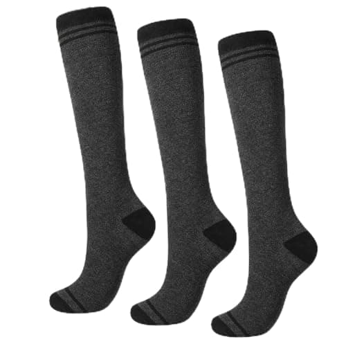 Zuimei 3 Pairs Compression Socks for Women Men Bamboo Viscose Knee High Sock 20-30 mmhg Flight Socks for Work Pregnancy Nursing Flying Sports Long Standing