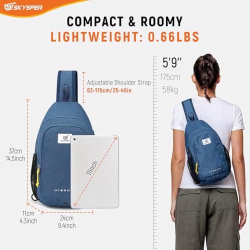 SKYSPER Sling Bag Anti Theft Crossbody Backpack RFID Lightweight Travel — view 2