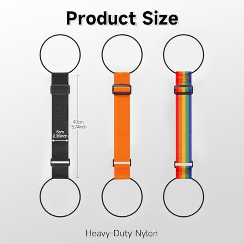3Pcs Luggage Straps for Suitcases, Elastic Adjustable Suitcase Belt, Durable Nylon Luggage Strap, Carry On Travel Essential Accessories (Black,Colorful, Orange) — view 2