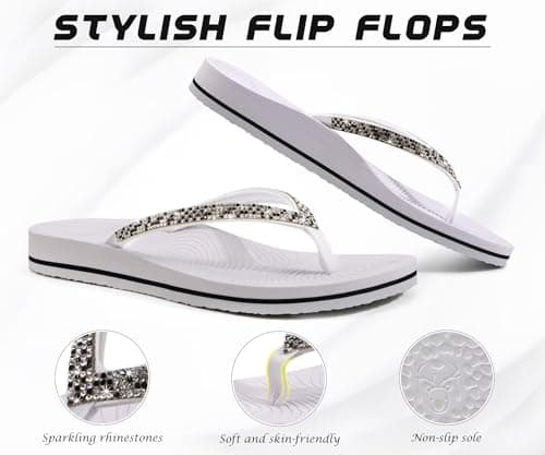 KuaiLu Women's Rhinestone Flip Flops Arch Support Yoga Mat Cushion Sandals — view 4