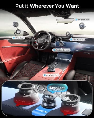 MRGLAS 2026 Upgraded Vacuum Magnetic Mobile Phone Holder Car for Magsafe Car Mount, Suction Cup Mobile Phone Holder [98+LBS Suction Power & 2800gf Strong Magnet] 360° Rotatable Motorhome Accessories — view 2