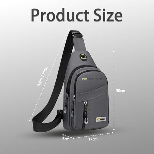 Cross Body Bag Women Men, Waterproof Shoulder Bag Sling Chest Bags with Headphone Port Small Side Bags Crossbody Man Bag for Travel Gym Hiking Running Outdoor Sports Festival Shoulder Backpack (Grey) — view 4