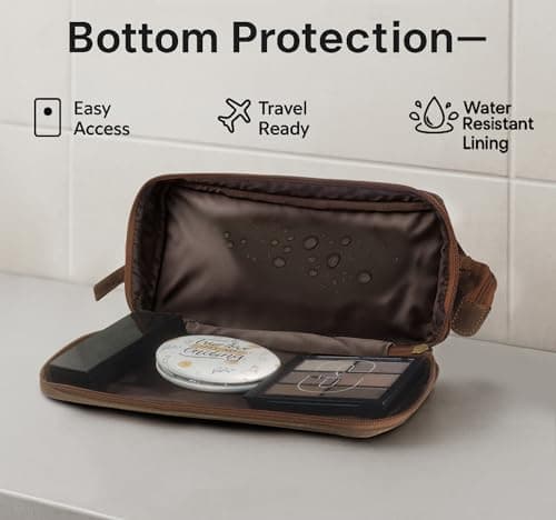 Leather Wash Bag for Men - Full Grain Travel Toiletry Bag Shaving Dopp Kit — view 5