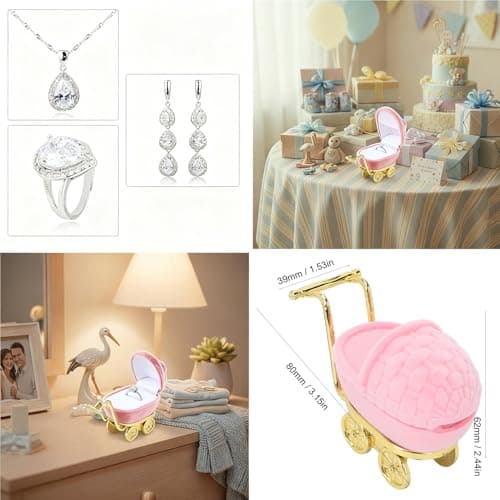 Majatou Portable Jewelry Ring Box, Baby Carriage Decor (Roseate) — view 2